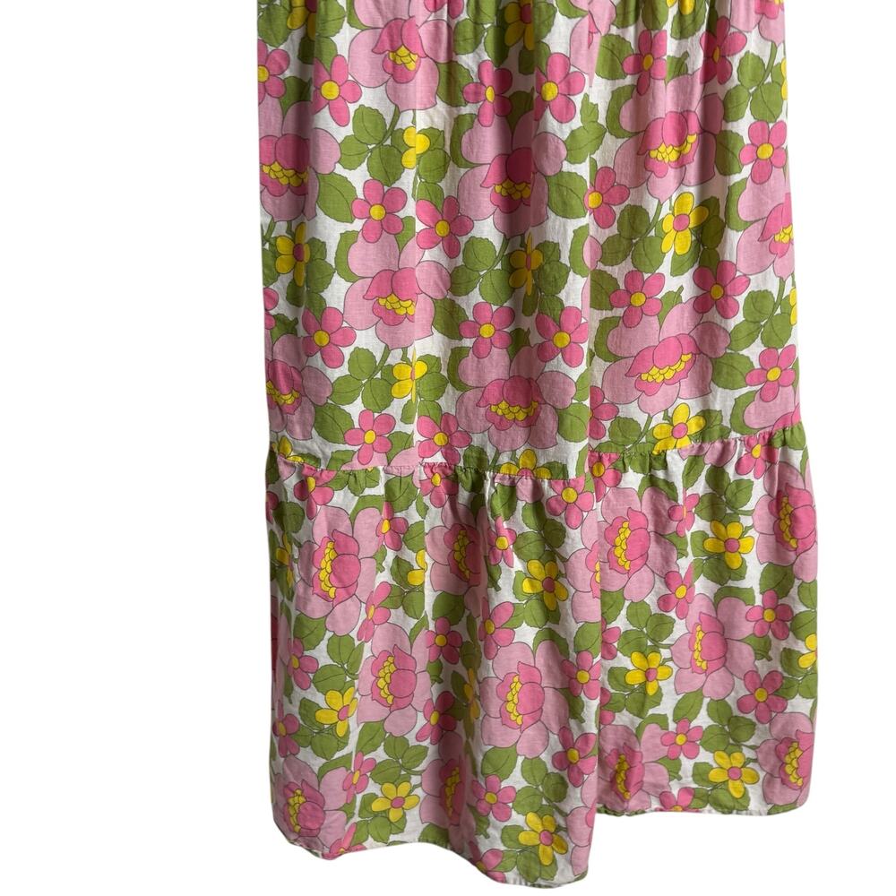 Show Me Your MuMu Cathy Pink Retro Floral Sweetheart Tie Back Puff Maxi Dress M - Picture 12 of 16